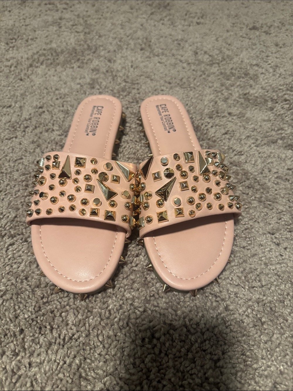 Cape Robbin Blush Pink Studded Slide Sandals